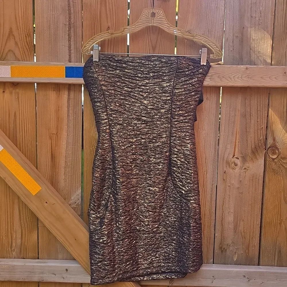 Elegant Gold and Black Strapless Dress